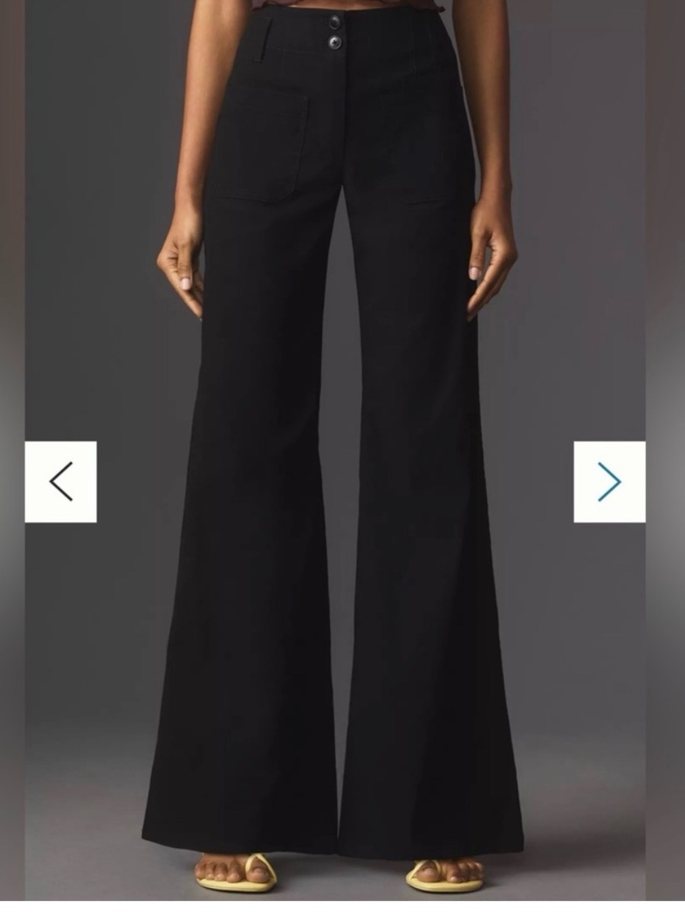 Maeve Black Wide-Leg High-Rise Pants
